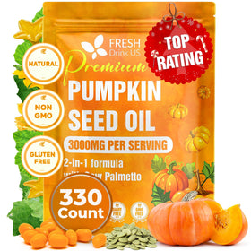 FreshDrinkUS pumpkin seed oil softgels bottle for daily vitality and easy swallowing.