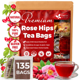 FreshDrinkUS rosehip tea bags packaging shows eco-friendly design and freshness