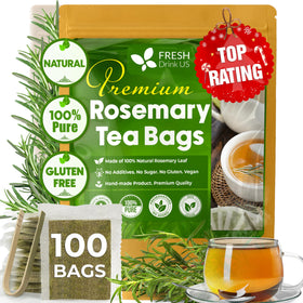 FRESHDRINKUS rosemary tea bag ready to steep for soothing aroma
