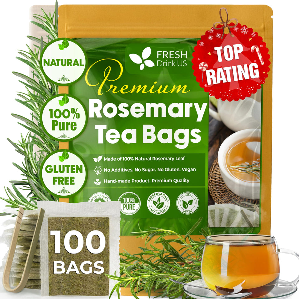 FRESHDRINKUS rosemary tea bag ready to steep for soothing aroma