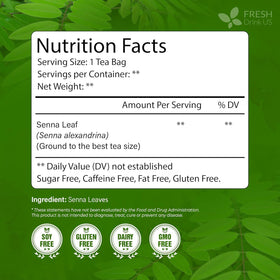 FreshDrinkUS senna tea bags close-up of dried leaves showing natural purity