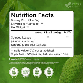 FreshDrinkus soursop leaves close-up reveals natural color and purity.