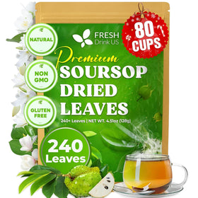 FreshDrinkUS soursop tea packaging highlights sustainable kraft paper and freshness.