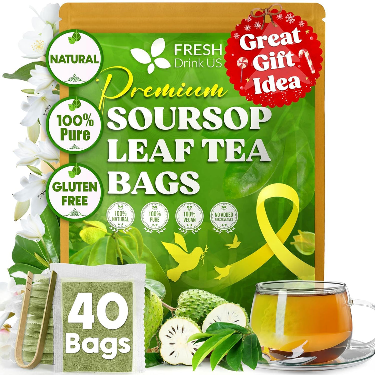 FreshDrinkus soursop-tea-bags-pack highlights premium, convenient herbal brewing.