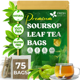 FreshDrinkUS soursop tea bags packaging showing premium leaves and eco friendly design