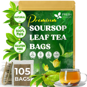 FreshDrinkUS soursop tea bags in packaging, ready to brew a natural infusion.