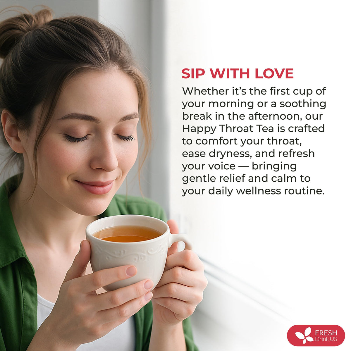FreshDrinkUS steaming herbal tea cup releasing inviting aroma
