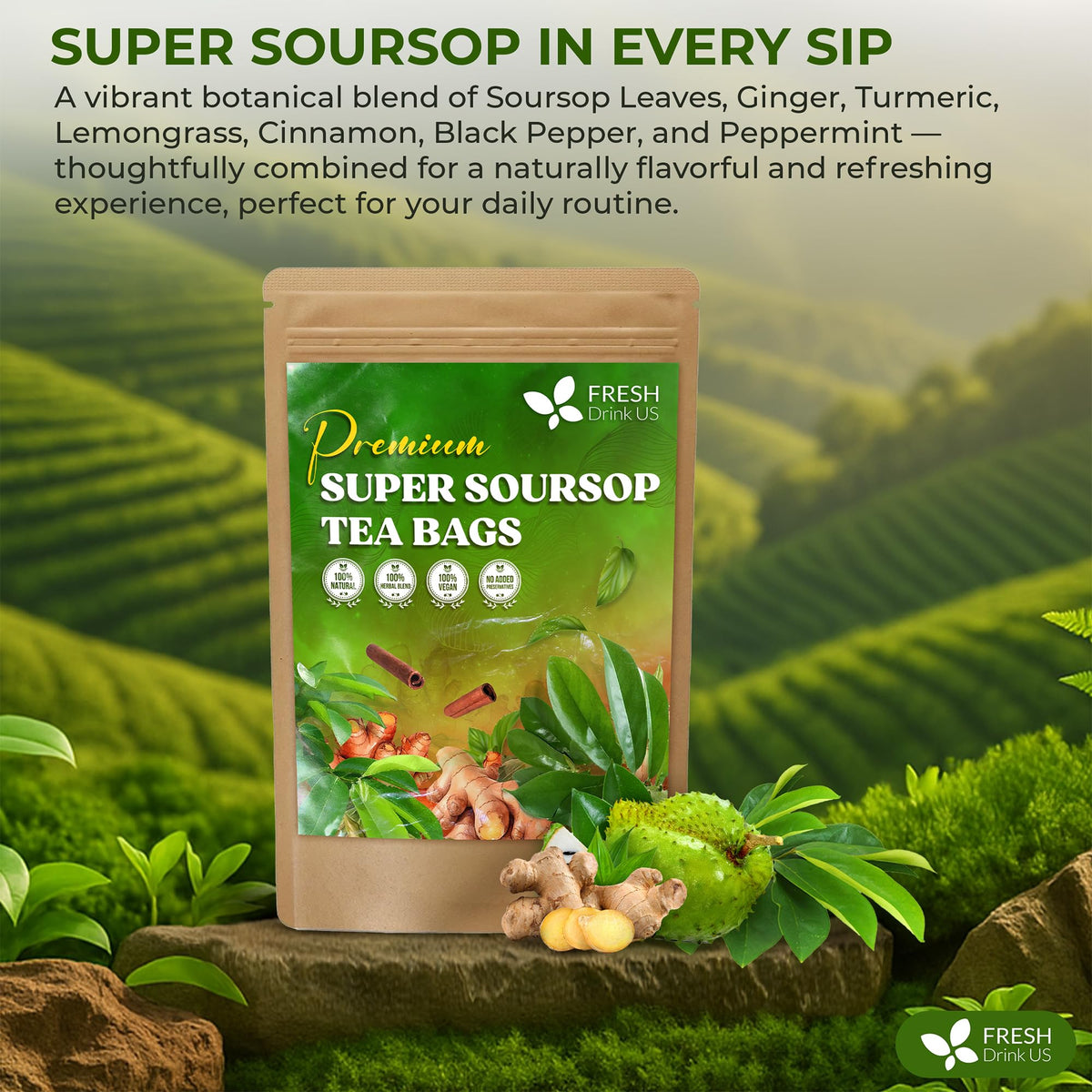 FreshDrinkUS steaming cup shows rich aroma and caffeine-free relaxation.