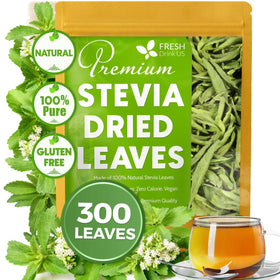 FreshDrinkUS stevia leaves pack front, natural sweetness for tea and coffee