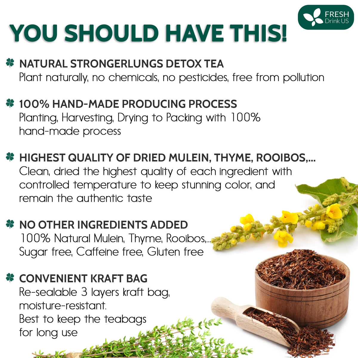 FreshDrinkUS StrongerLungs tea bags opened for quick brews.