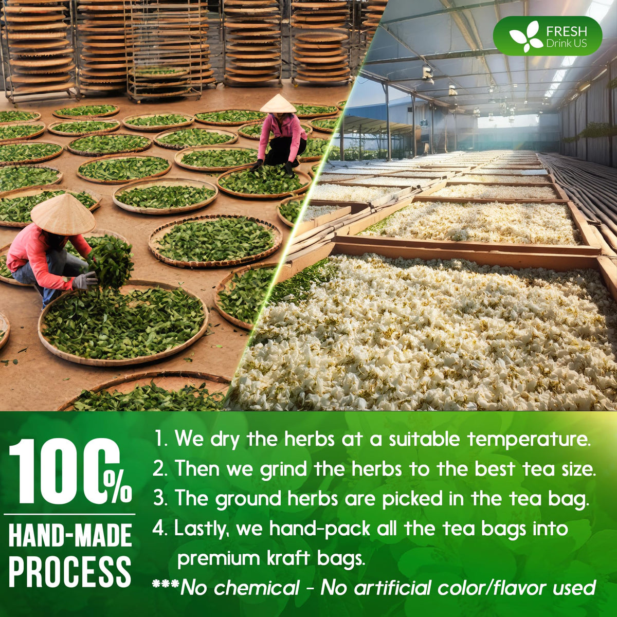 FreshDrinkUS tea-bag-inside-transparent-pack communicates clarity and easy preparation.