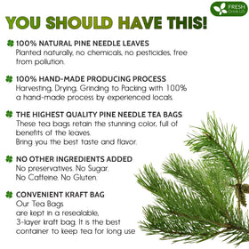 FreshDrinkUS wild-harvested-pine-leaves offer aromatic, soothing herbal tea for calm moments.
