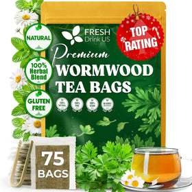 FreshDrinkUS Wormwood Tea bags ready to brew a caffeine-free moment.