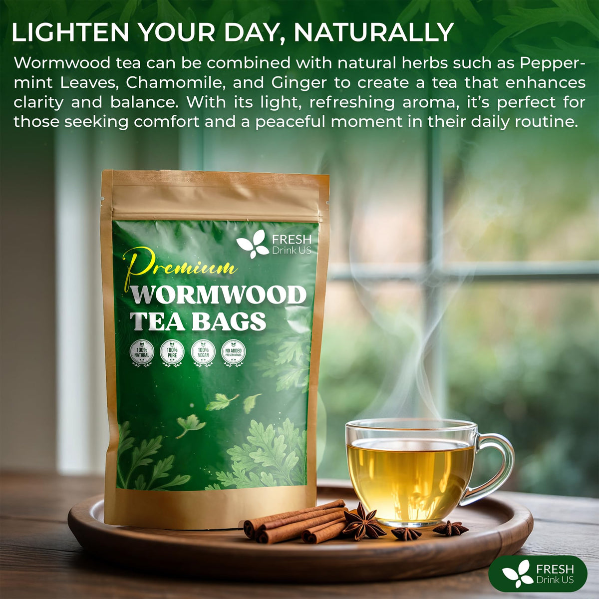 FreshDrinkUS Wormwood Tea eco-friendly harvest and craft.