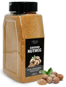 Fresh Finest Ground Nutmeg Powder jar packaging preserves freshness for everyday cooking.