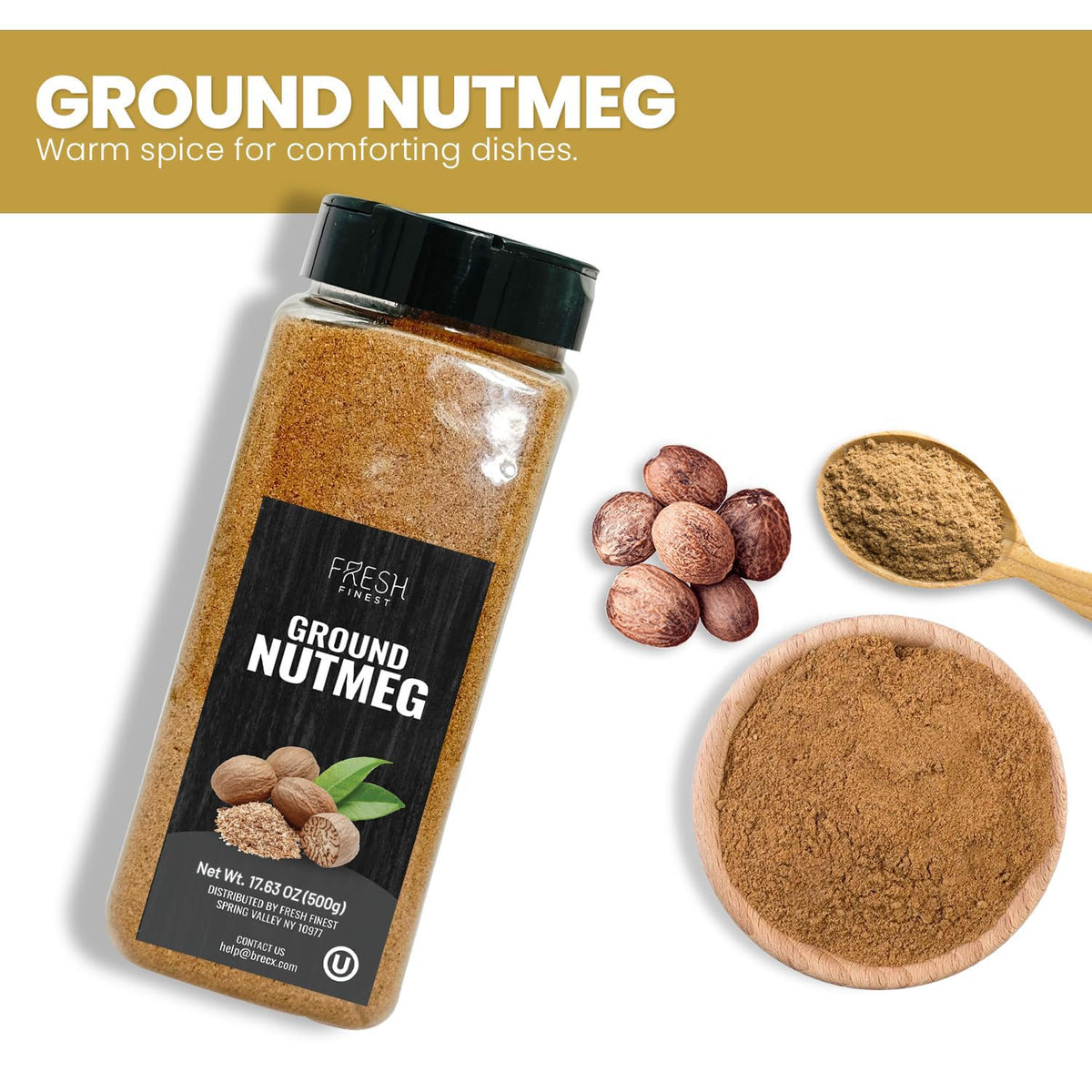 Fresh Finest Nutmeg Powder is pesticide-free, gluten-free, and non-GMO for versatile use.
