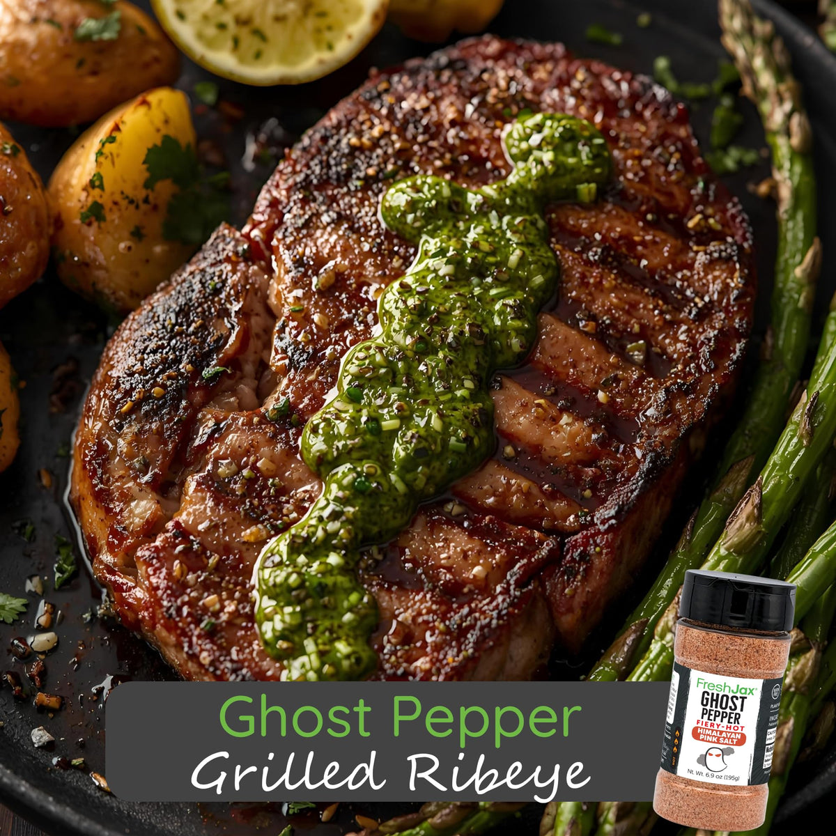 Ribs seasoned with FreshJax Ghost Pepper Himalayan Salt for bold flavor