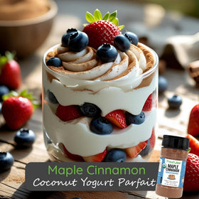 FreshJax Maple Cinnamon Topping bottle pour, easy drizzle over pancakes or oats.