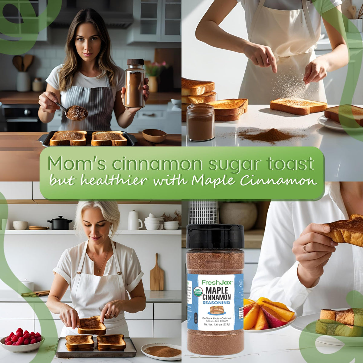 FreshJax Maple Cinnamon Topping on coffee, a flavorful touch to morning beverages.