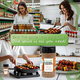 FreshJax habanero seasoning on steak or wings plate for bold flavor