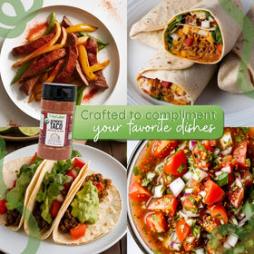 FreshJax Taco Seasoning label close-up showcases gluten-free and non-GMO notes.
