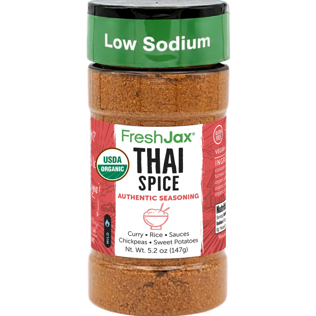 FreshJax Thai Spice Powder bottle pour showing bold curry aroma