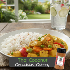 FreshJax Thai Spice Powder enhances a creamy Thai curry dish