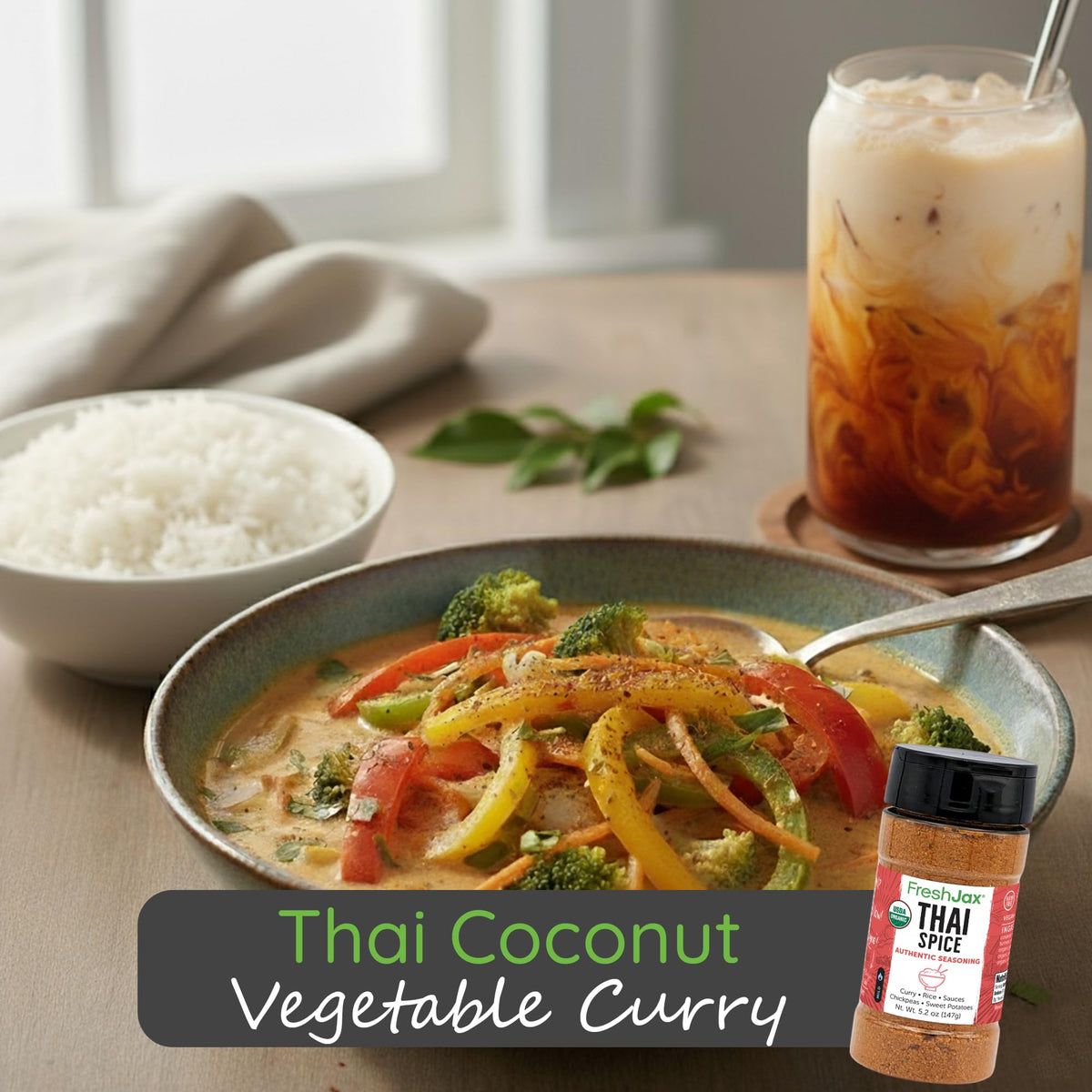 FreshJax Thai Spice Powder on board with galangal and turmeric accents