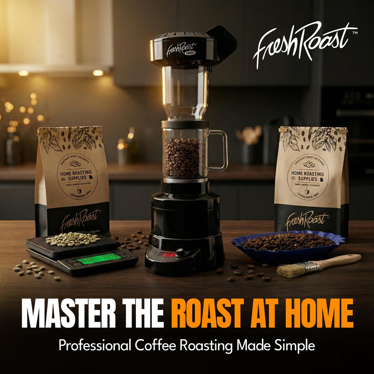 Side view of Fresh Roast SR800 roaster emphasizing durable housing