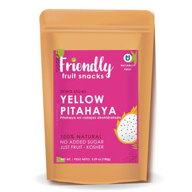 Friendly Yellow Dragon Fruit-dried-slices show vibrant color with no sugar added.