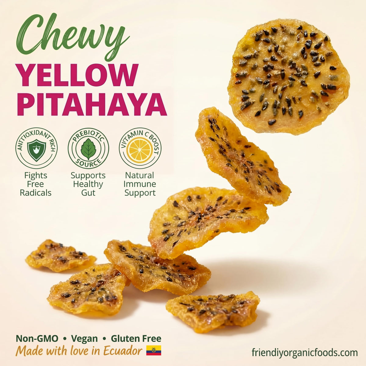 Friendly Yellow Dragon Fruit-snack-ideas shown with yogurt or oats.