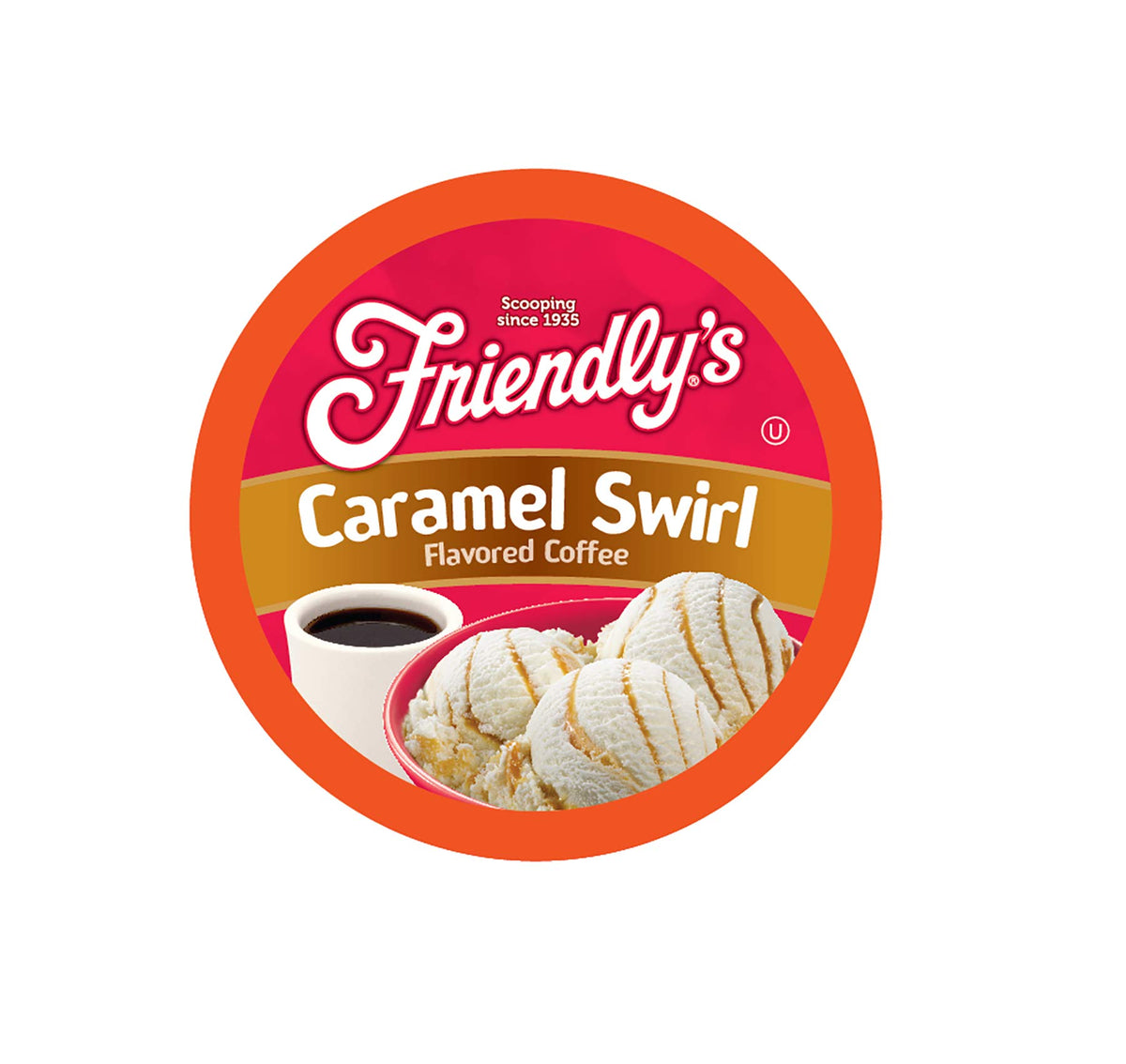Friendly's caramel swirl coffee pods for Keurig deliver rich aroma in every cup.