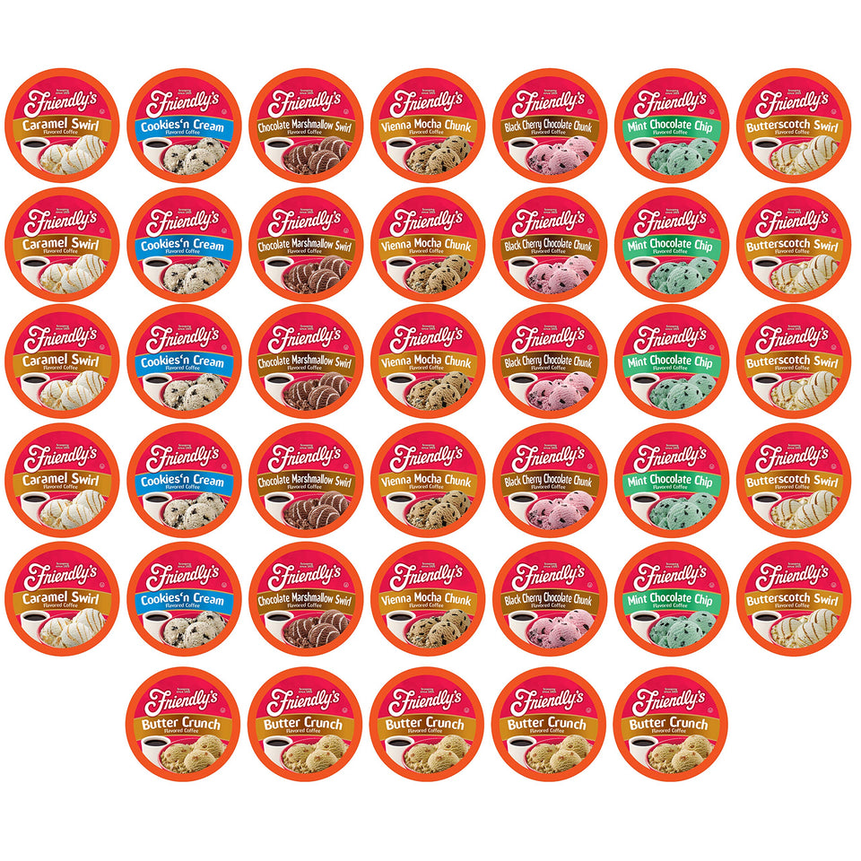Friendly's coffee pods butterscotch swirl—dessert-inspired brew for home enjoyment.