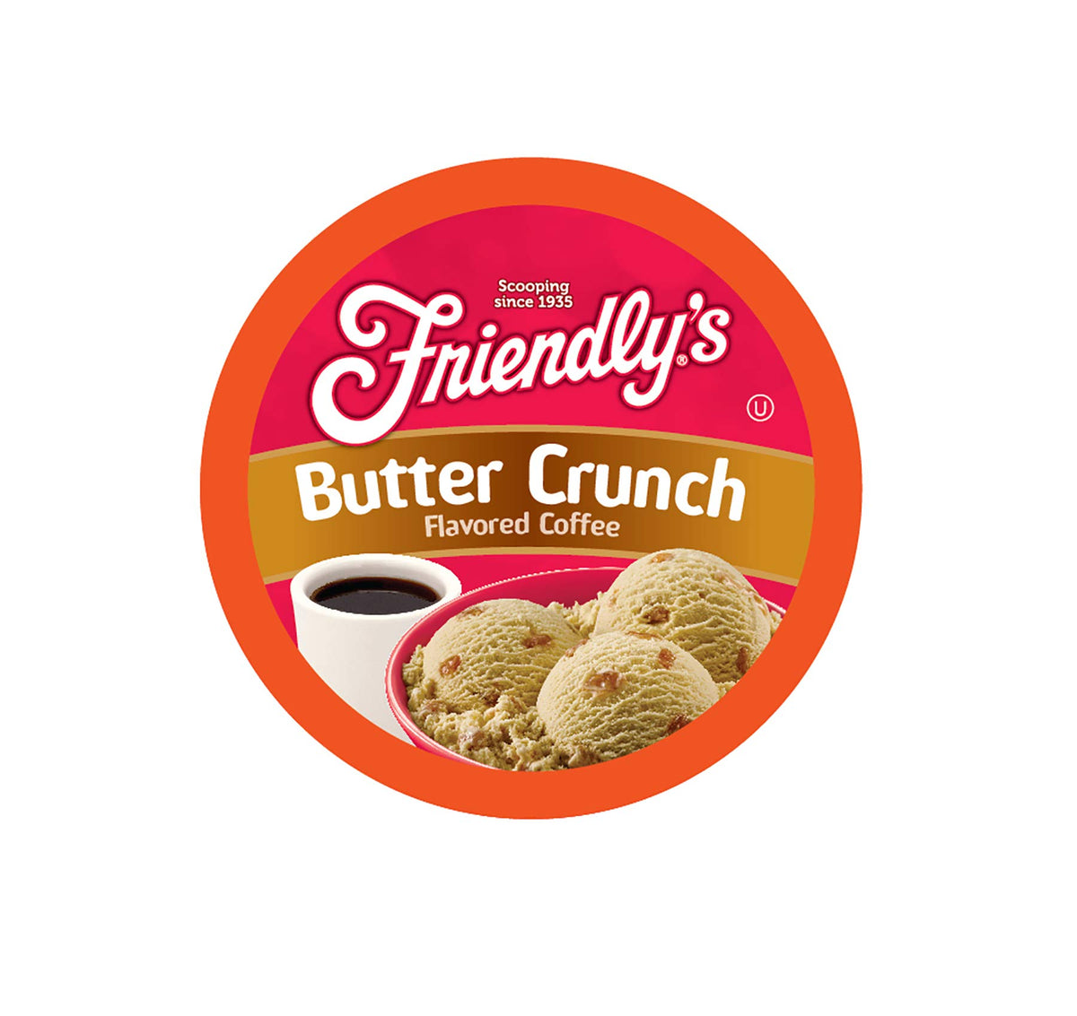 Friendly's Butter Crunch pod in a Keurig cup delivering ice cream-inspired flavor