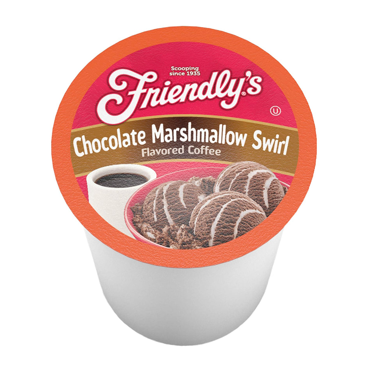 Friendly's Keurig-compatible coffee pods in box display for quick, flavorful cups.