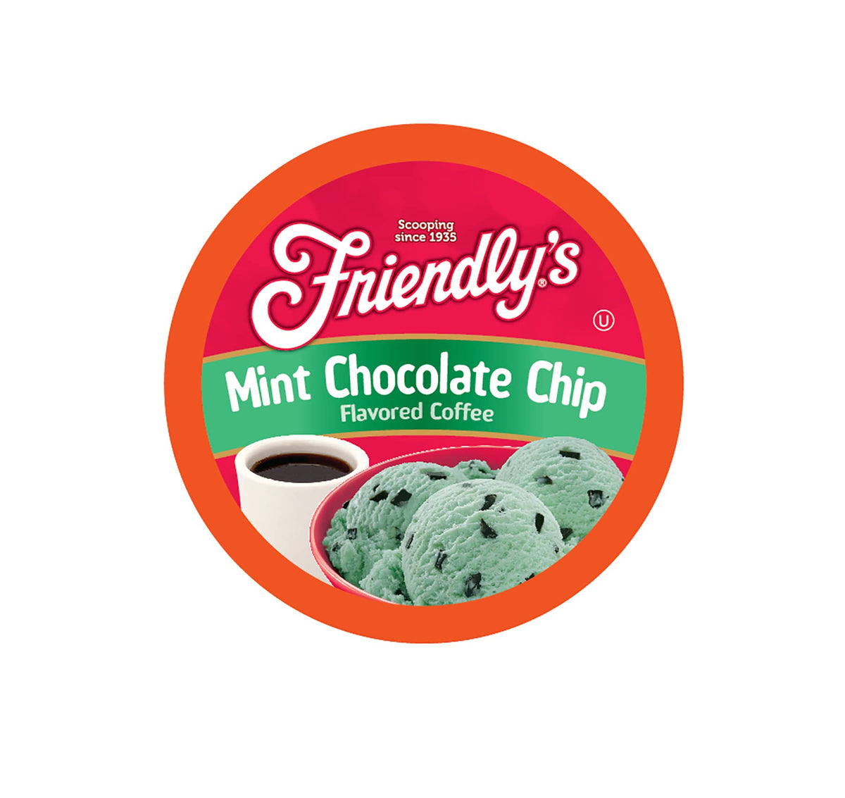 Friendly's mint chocolate chip coffee pod packaging ready for mornings