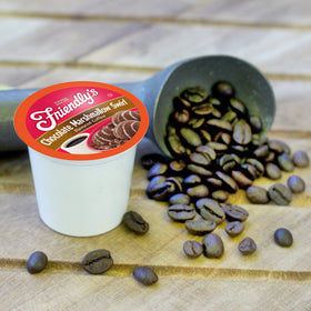 Friendly's packaged coffee pods on the kitchen counter for easy flavor exploration.
