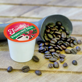 Pack opening reveals Friendly's peppermint coffee pods, convenient supply