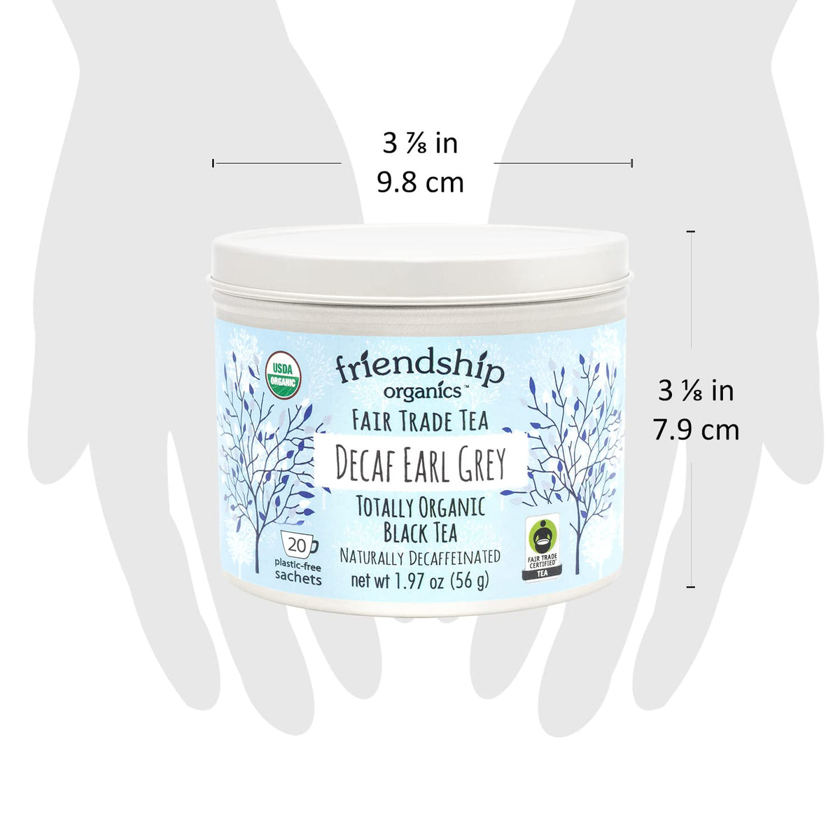 Friendship Organics plastic-free cellophane bag tea packaging supports sustainable packaging.