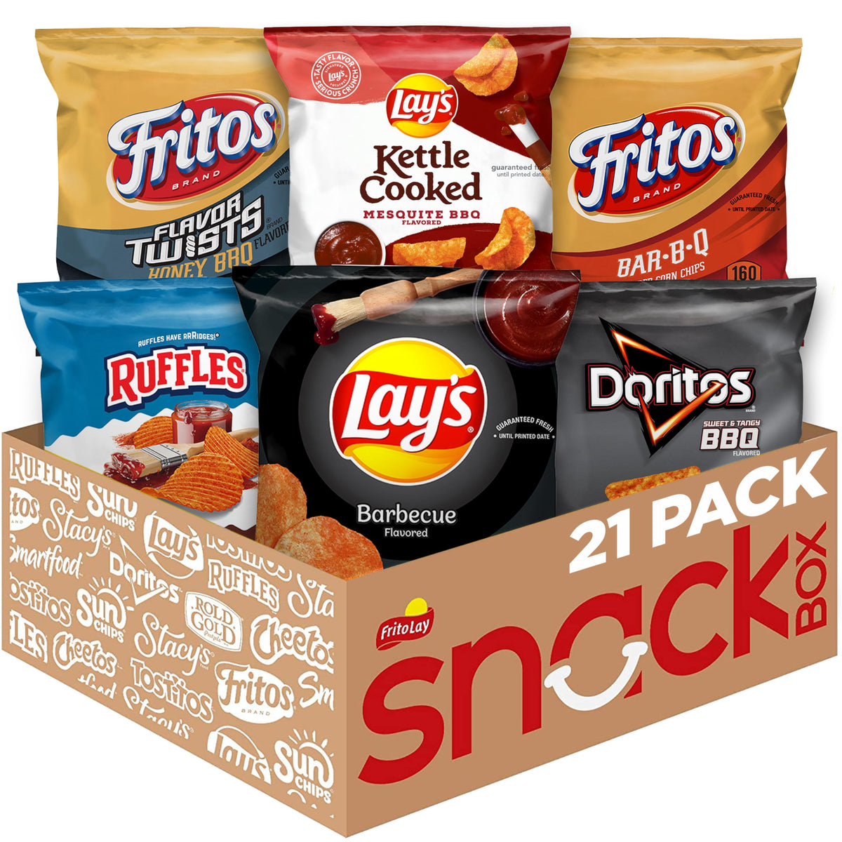 Frito-Lay Backyard Barbecue Mix 21-pack, assorted snacks ideal for sharing at casual gatherings.