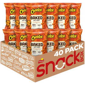 Frito-Lay Baked Cheetos Crunchy Cheese snacks bag front shows a crispy, oven-baked texture for on-the-go snacking.