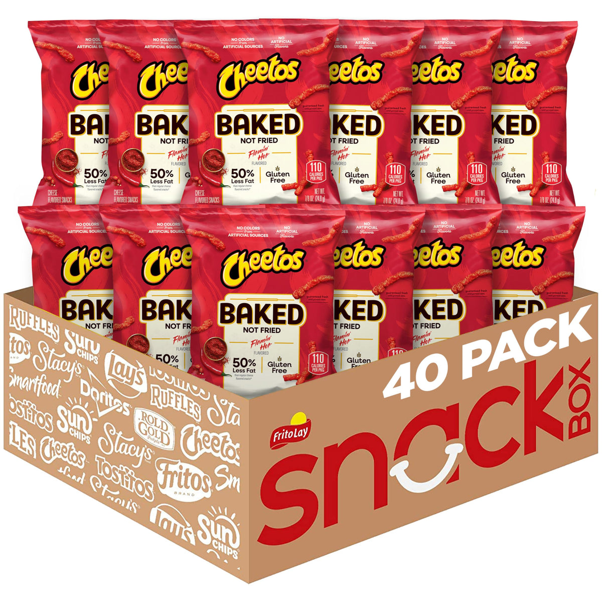 Frito Lay Baked Cheetos Crunchy Flamin Hot bag close up and bold flavor