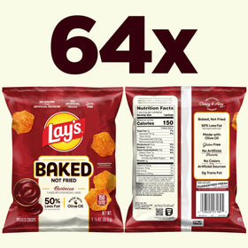 Boxed display with 64 bags highlights bulk snacking for gatherings.