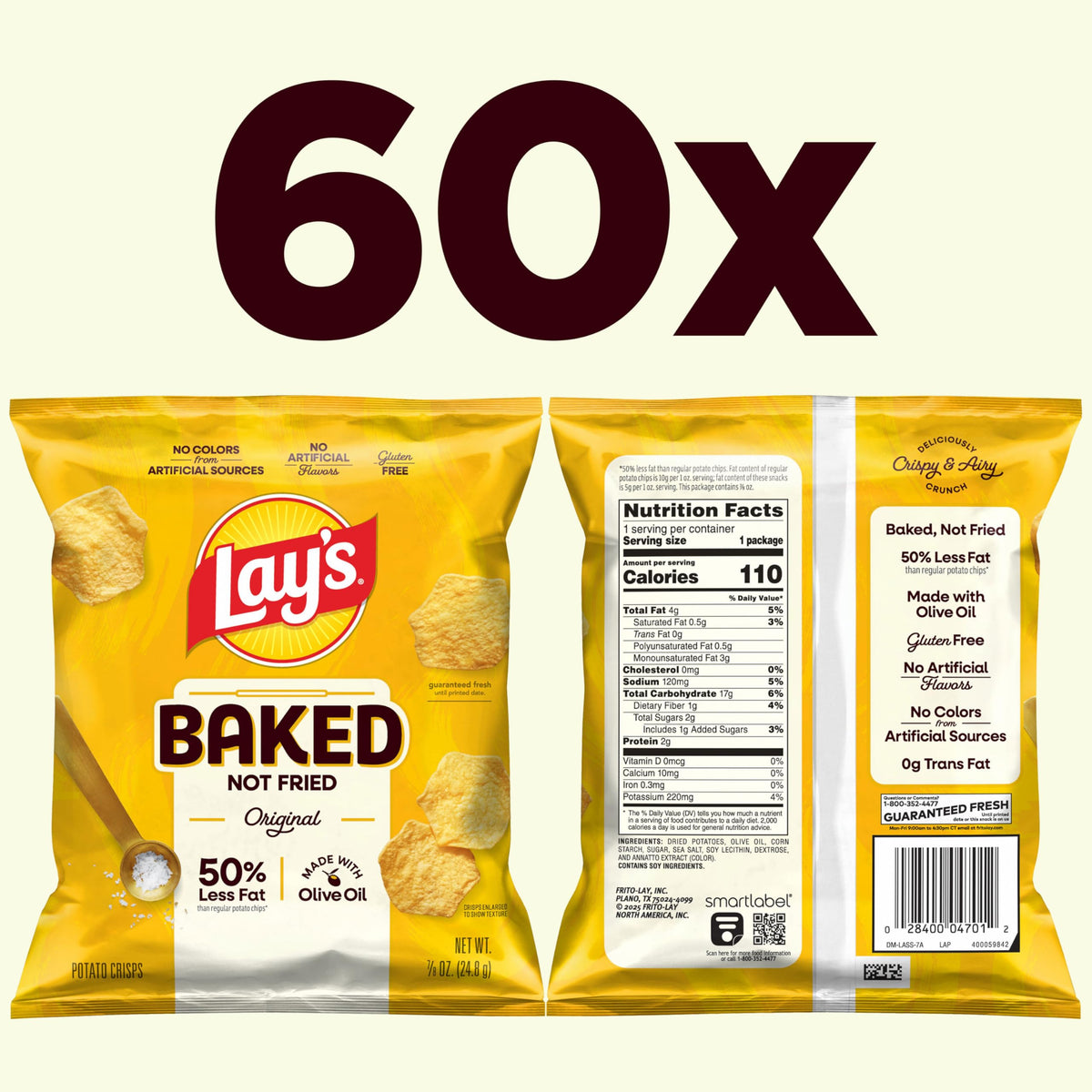 Frito-Lay Baked Lay's Original chips in a serving bowl, olive oil baked for lighter crunch.