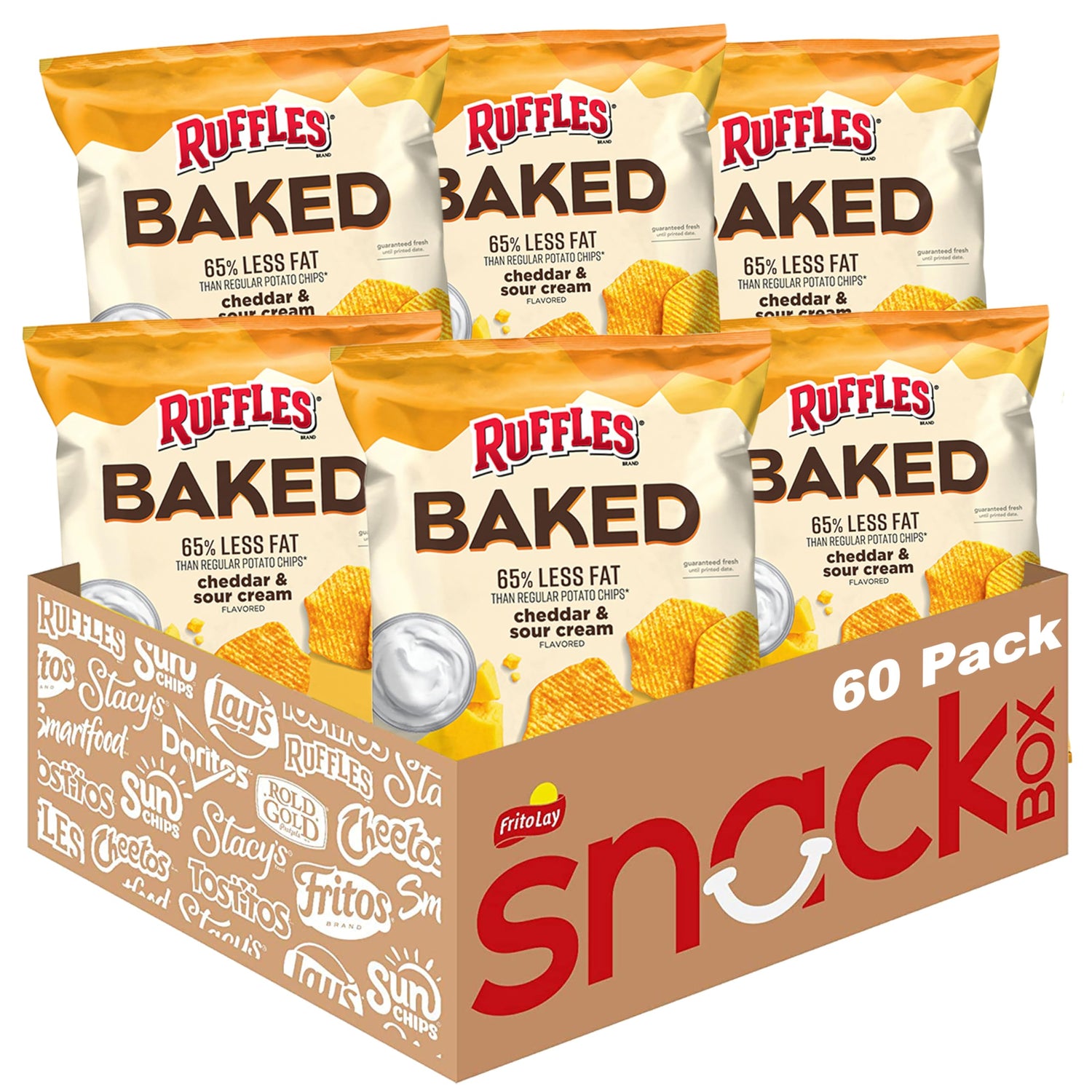 Frito-Lay Baked Ruffles Cheddar & Sour Cream bag-front, great on-the-go snack.