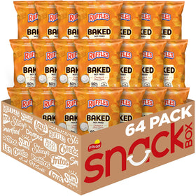 Frito-Lay Baked Ruffles Cheddar & Sour Cream bags show a crisp, lower-fat snack option.