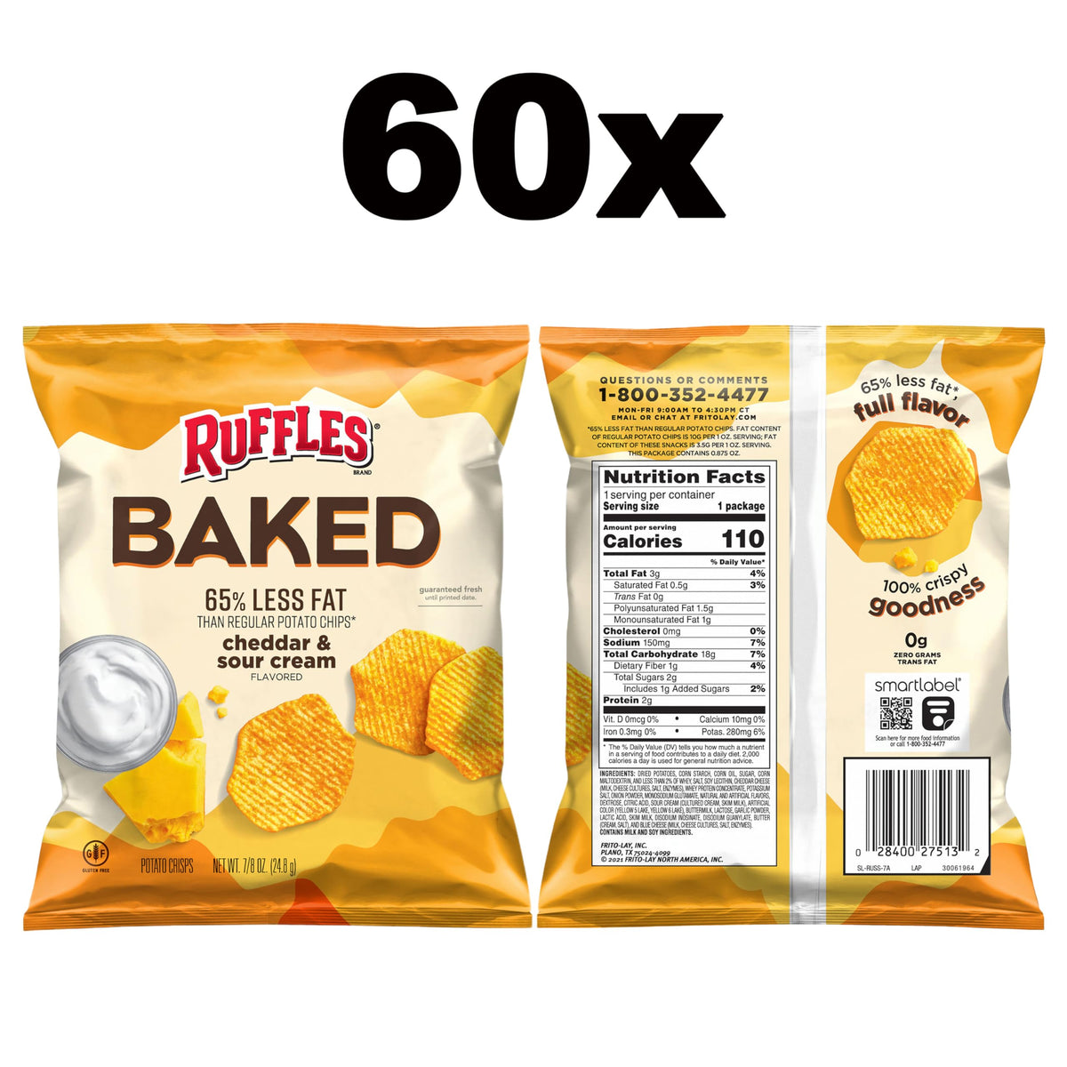 Frito-Lay Baked Ruffles Cheddar & Sour Cream crisp-closeup shows texture.