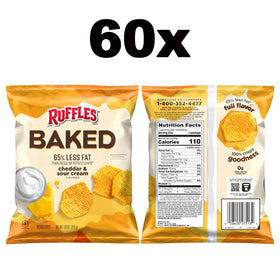 Frito-Lay Baked Ruffles Cheddar & Sour Cream crisp-closeup shows texture.