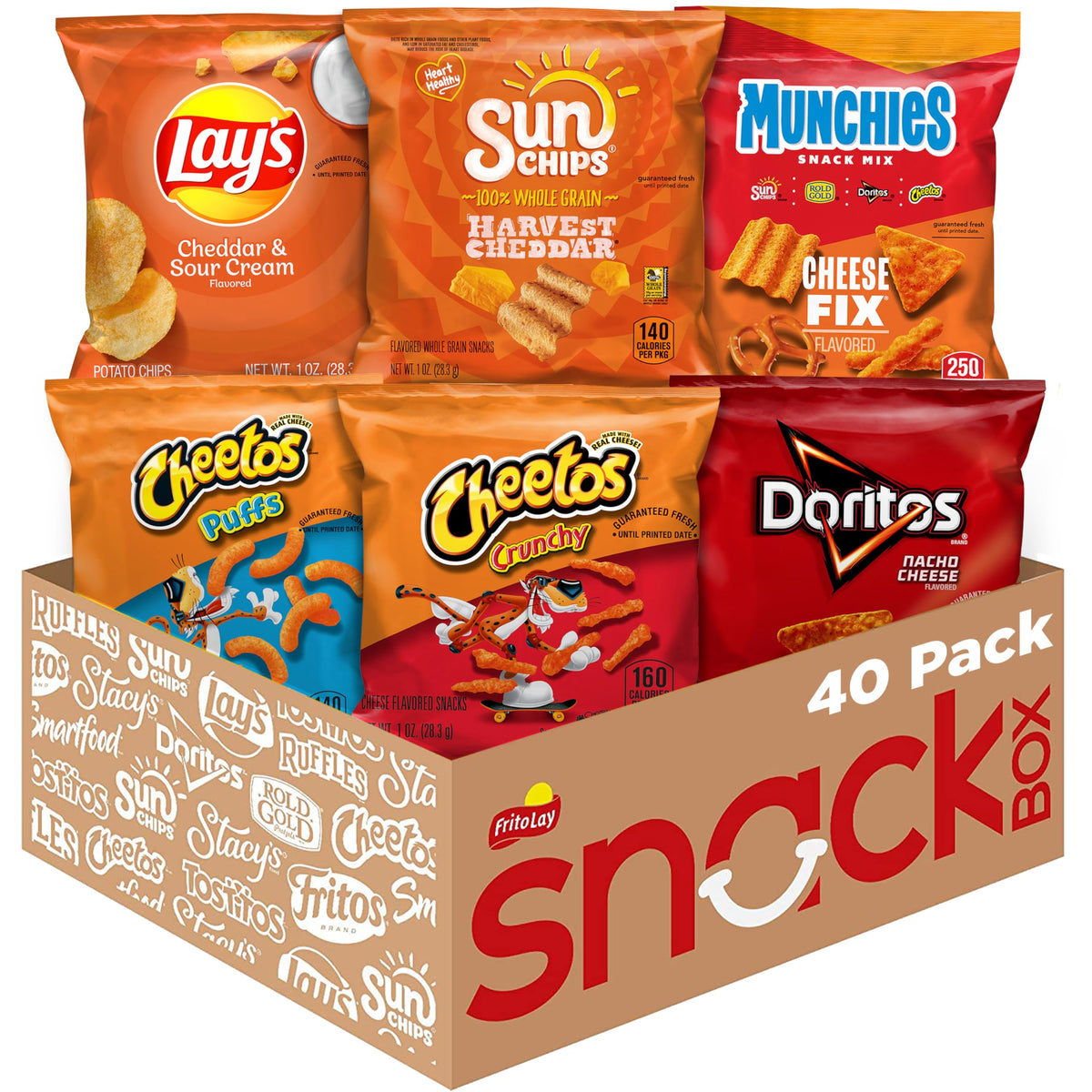 Frito-Lay Cheesy Mix Doritos bag with bold nacho cheese flavor for on-the-go snacking.