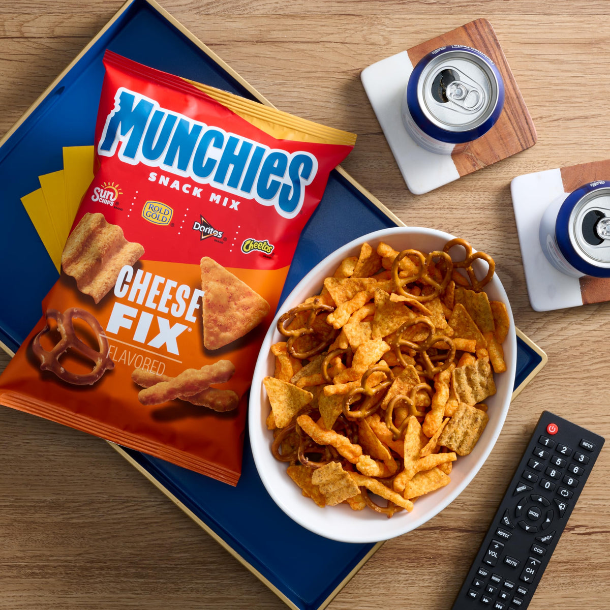 Frito-Lay Cheesy Mix Lay’s Cheddar & Sour Cream bag for savory crunch.